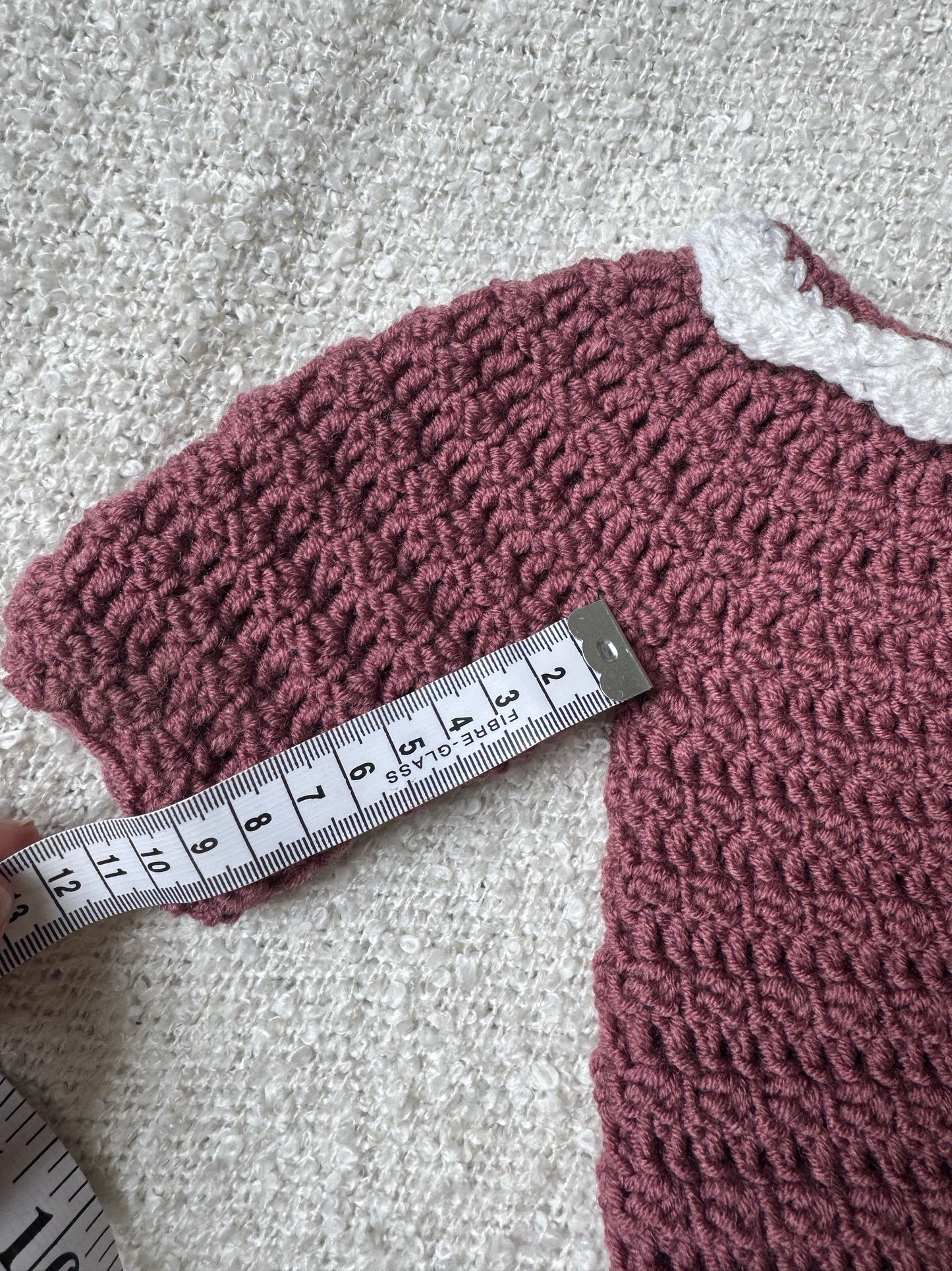 0-6m grape & white crochet  cardigan