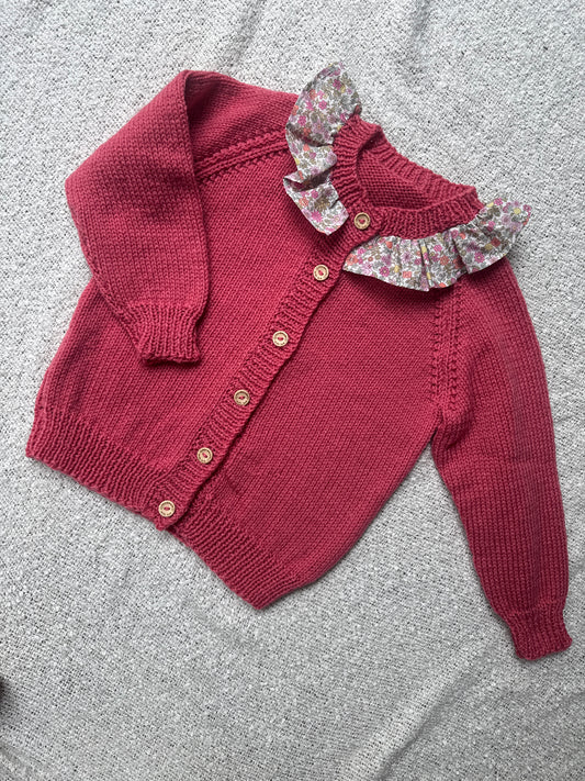 3-4 years rhubarb with liberty collar cardigan