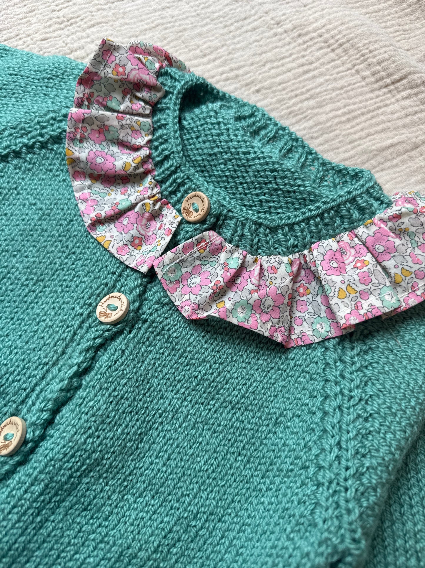 6-9m sage blue with collar cardigan