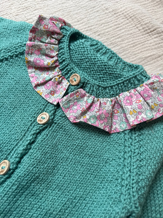 6-9m sage blue with collar cardigan