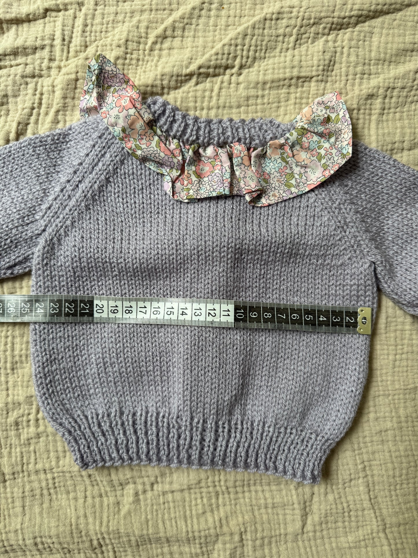0-3m lilac cardigan with liberty collar