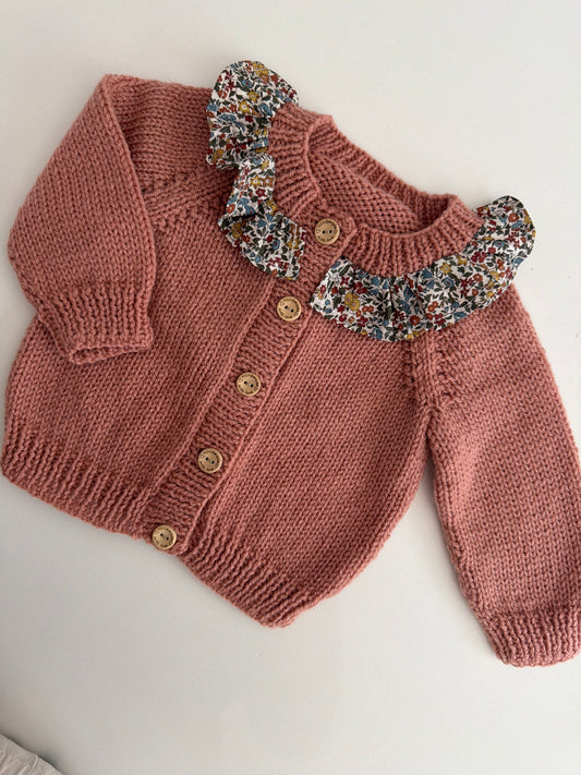 3-6m Clay cardigan with liberty collar
