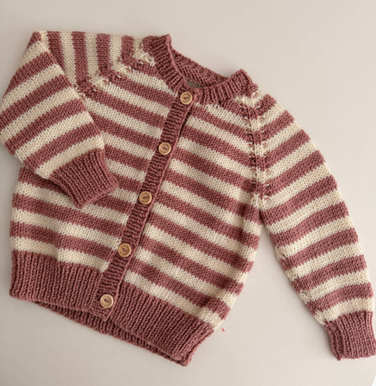9-15 months dusky pink and cream cardigan