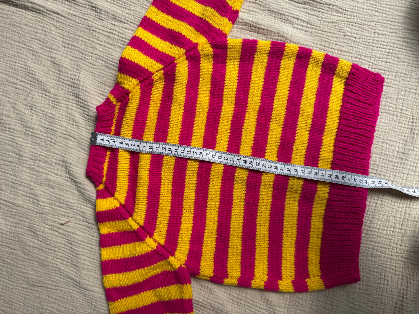 3-4 years hot pink and cornflower stripe cardigan