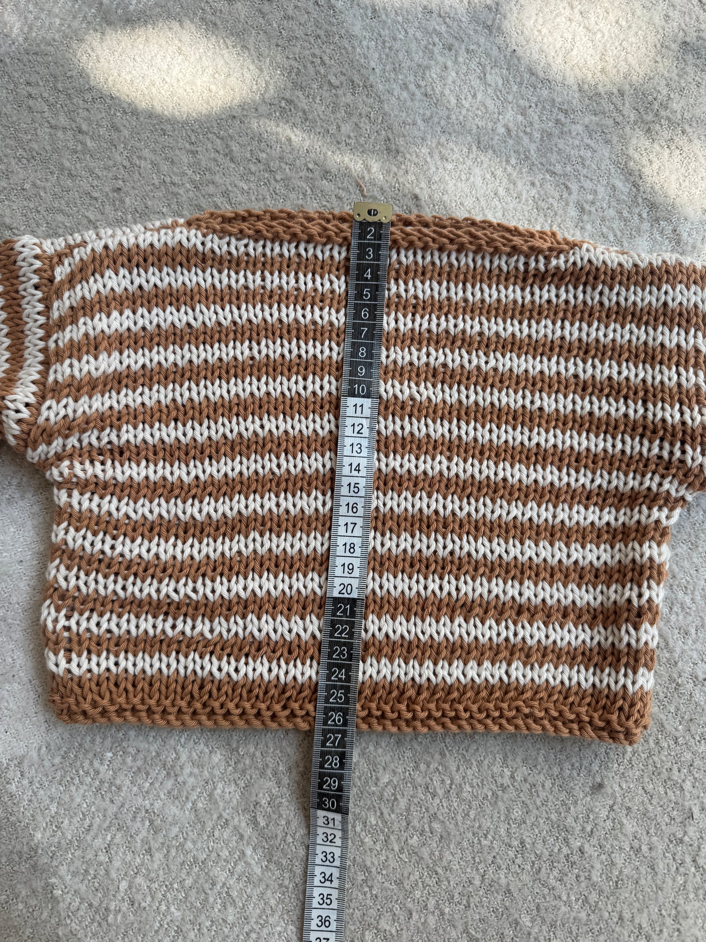 6-12 camel and cream cotton stripe jumper