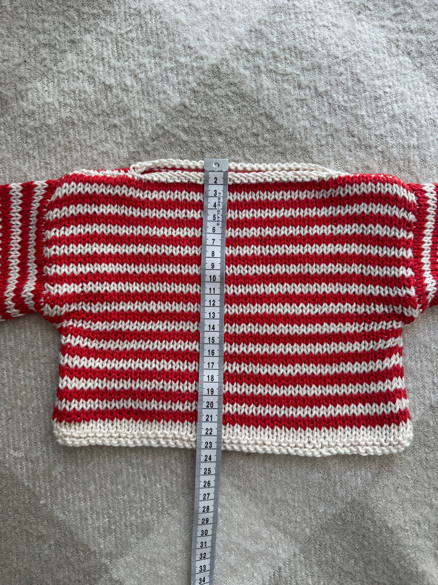 6-9m cream and red cotton stripe jumper