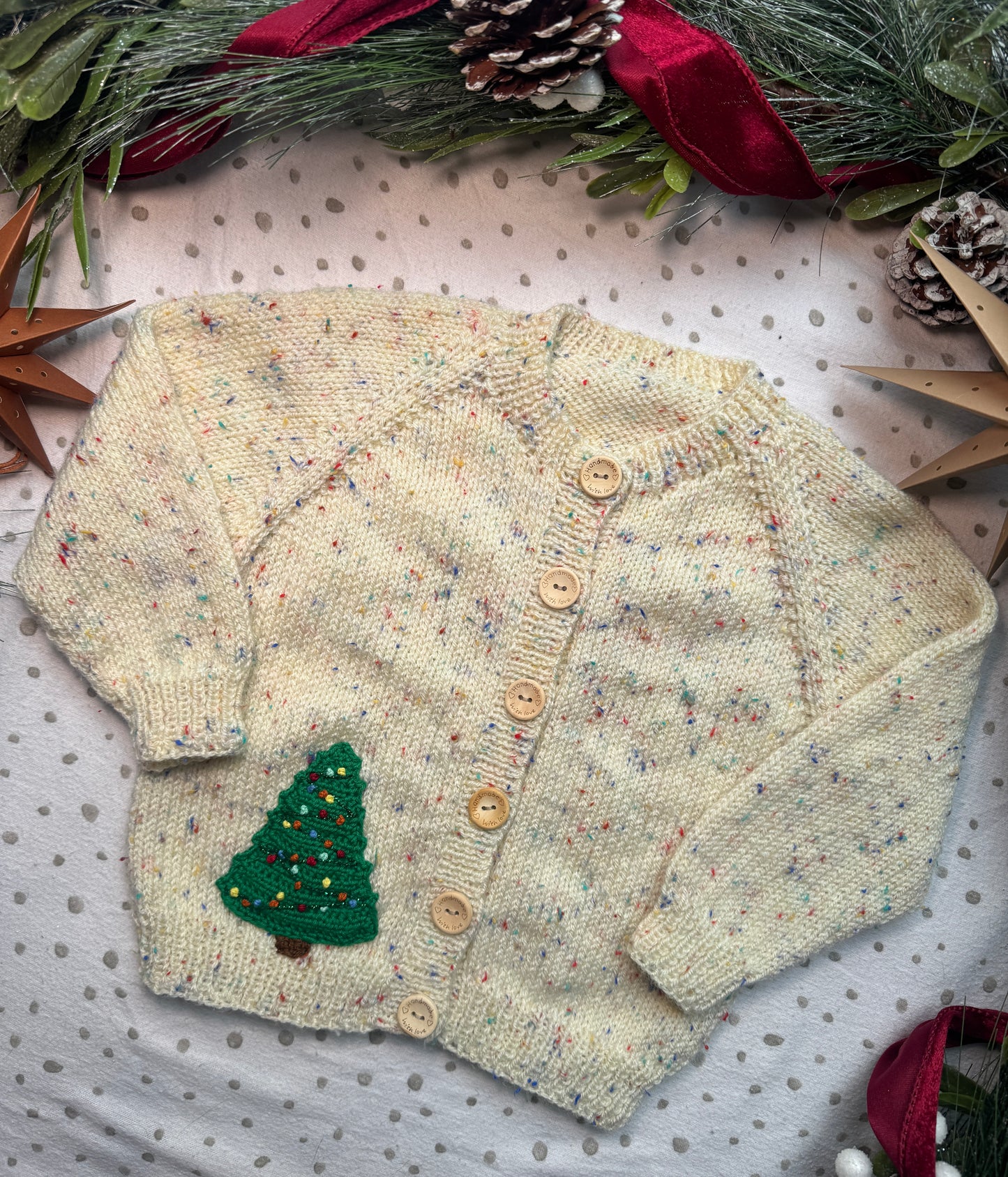 Merry & Bright 18-24 months cream fleck cardigan