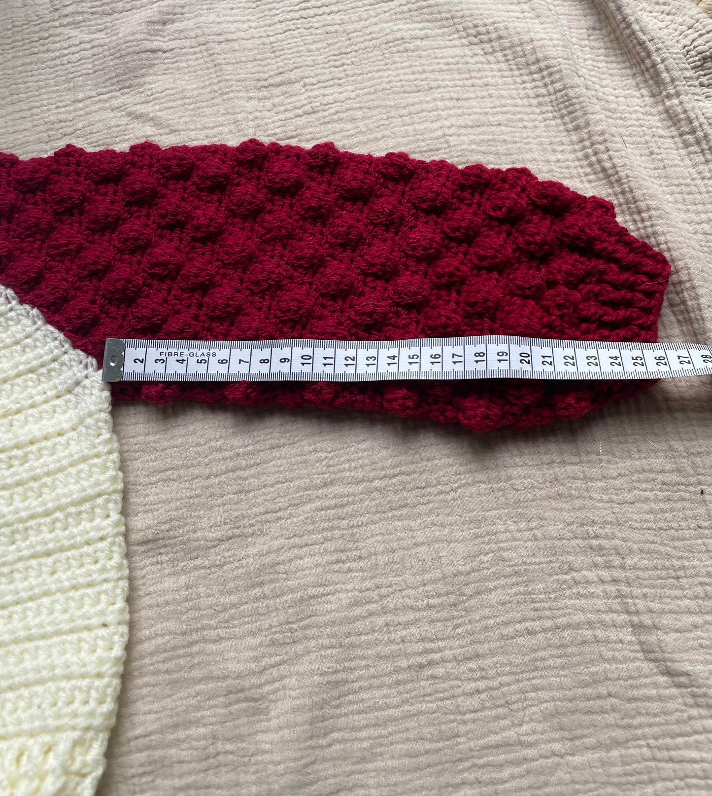 12-18m cream cardigan with claret sleeves