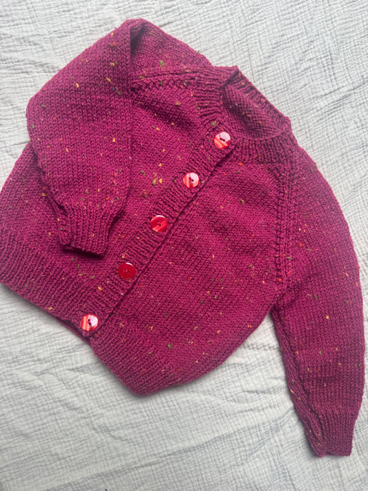 1-2 years raspberry with fleck cardigan