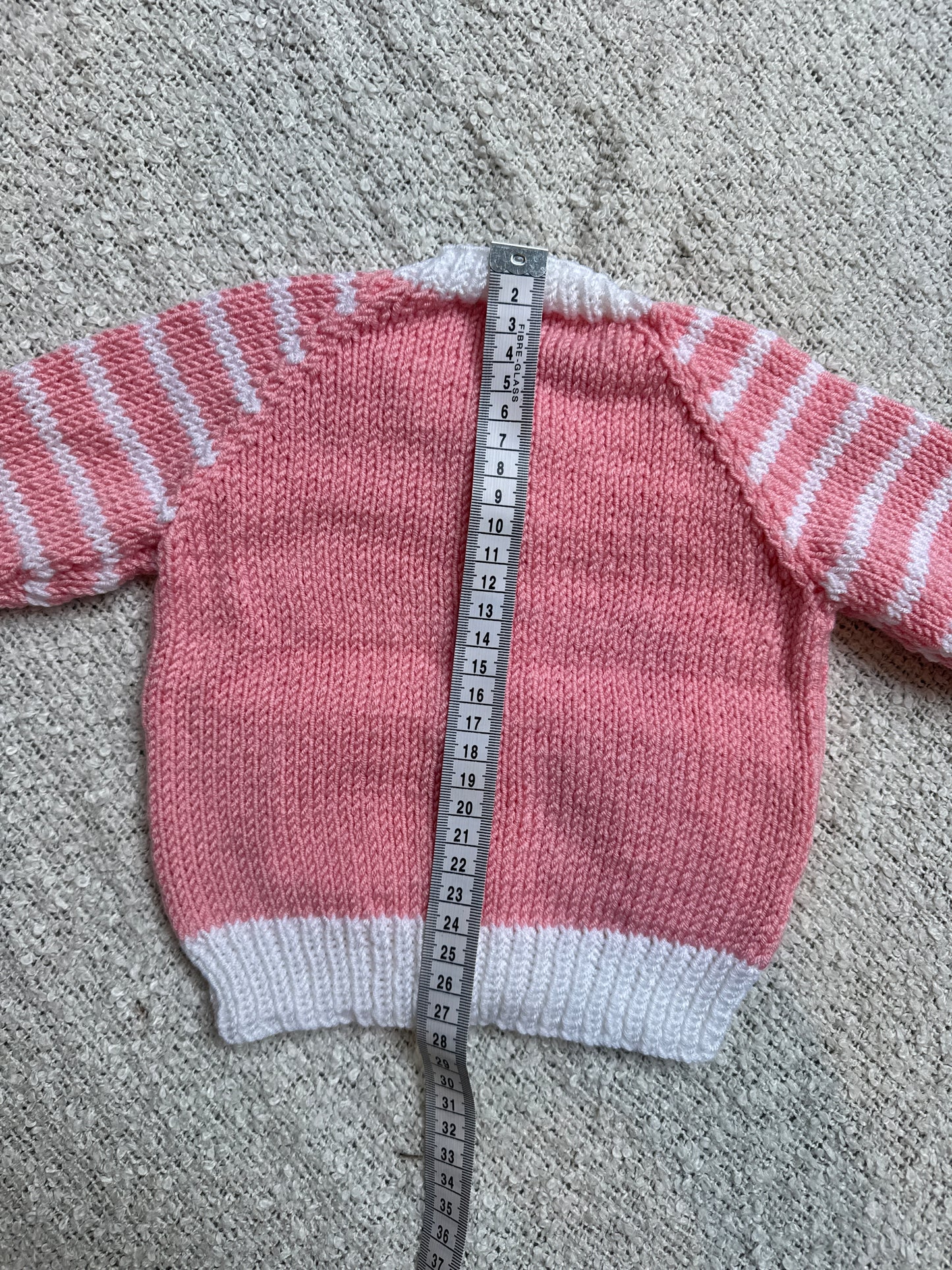 3-6m duck peach and white stripe cardigan