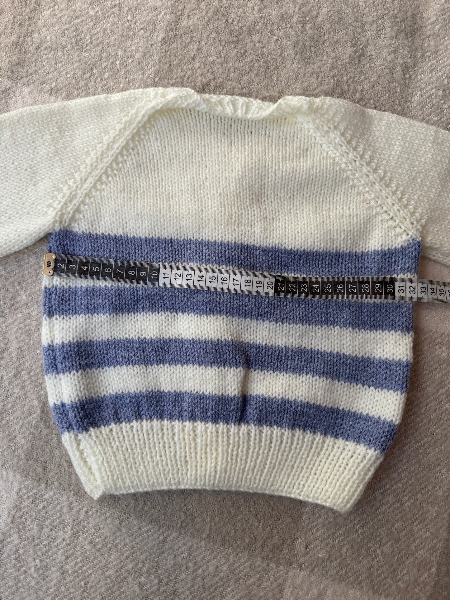 1-2 years blue & cream stripe cardigan
