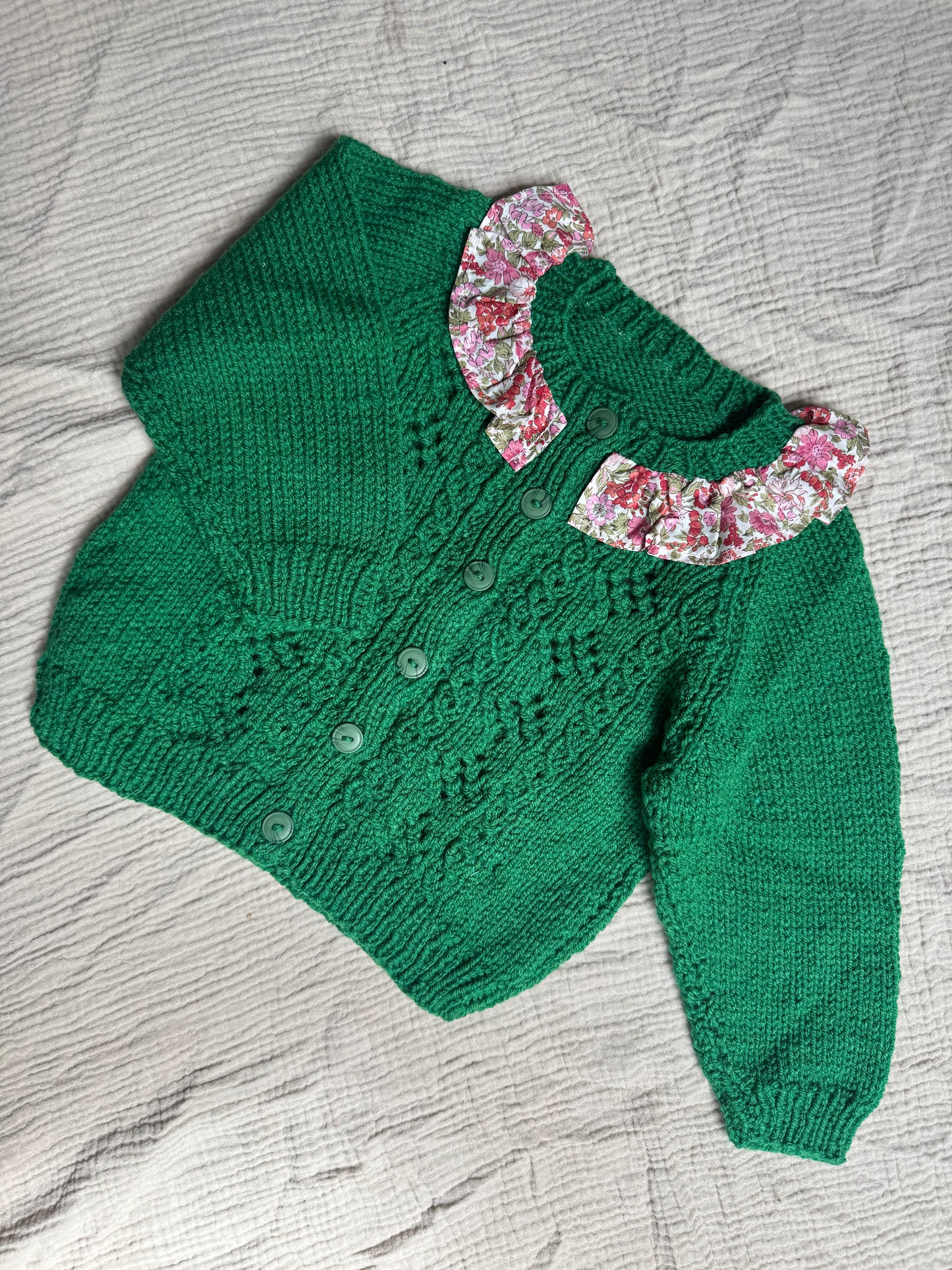 1-2 years racing green cardigan with liberty collar