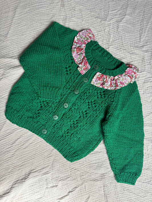 1-2 years racing green cardigan with liberty collar