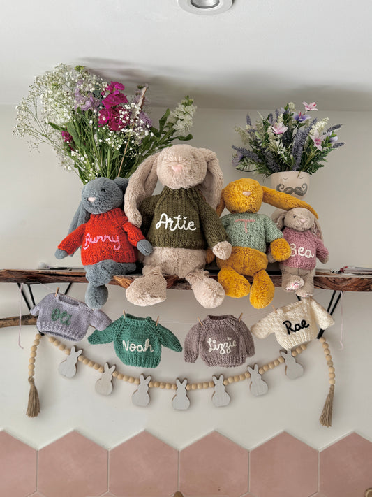 Knitted to order personalised jellycat jumper