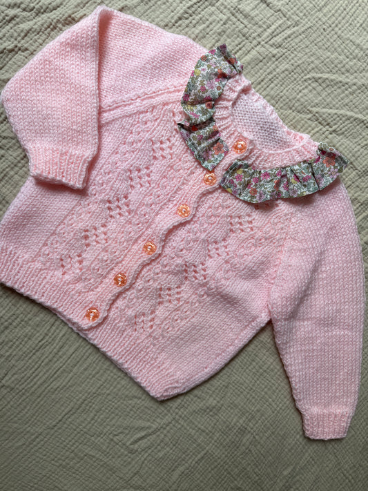 1-2 years pale pink cardigan with collar