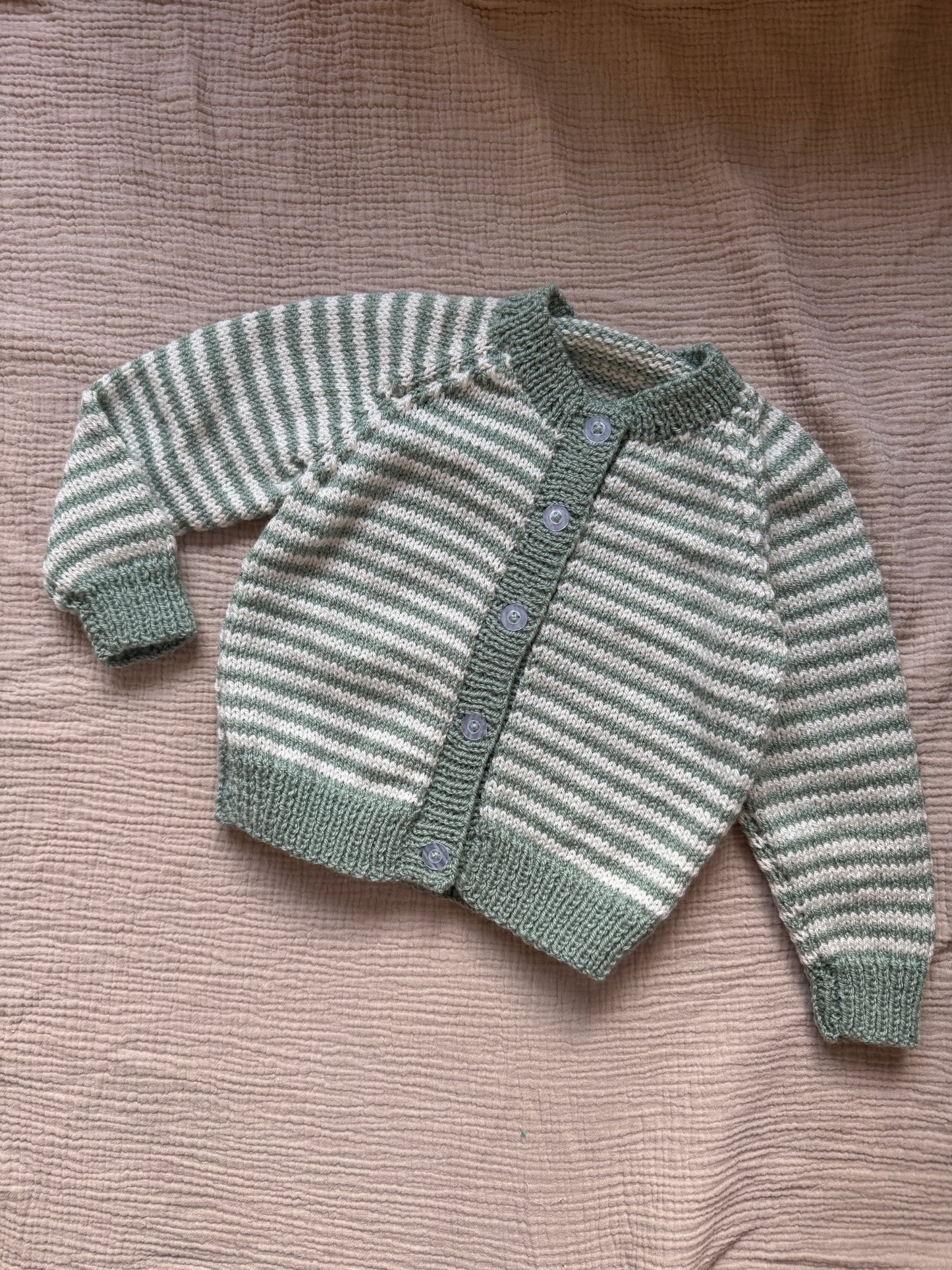1-2 years sage & cream cardigan