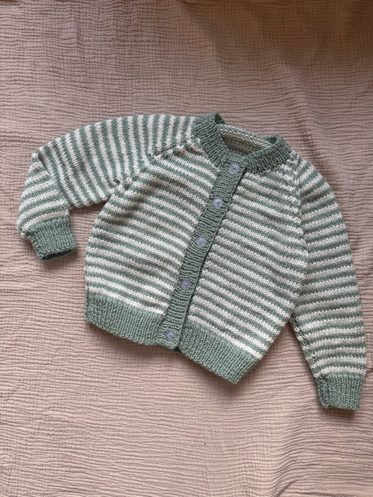 1-2 years sage & cream cardigan
