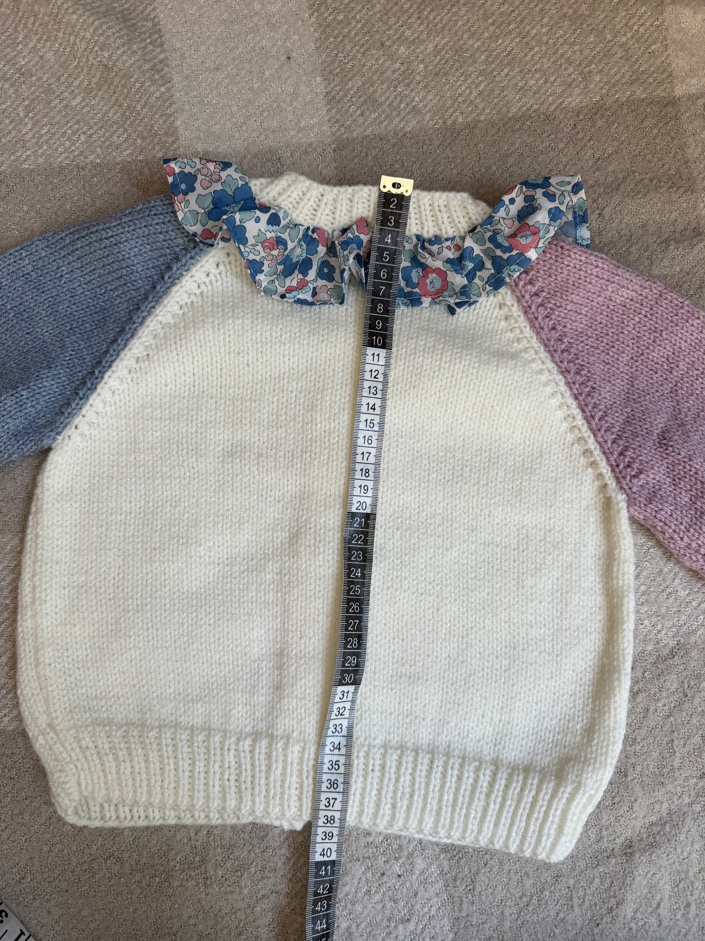 2-4 years colour block with liberty collar cardigan