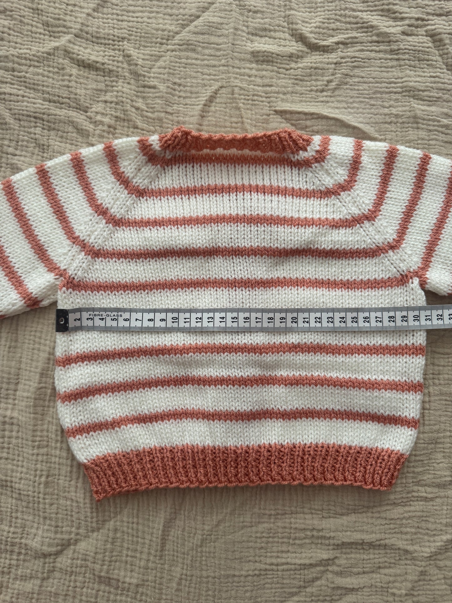 6-12months vintage peach and cream stripe cardigan
