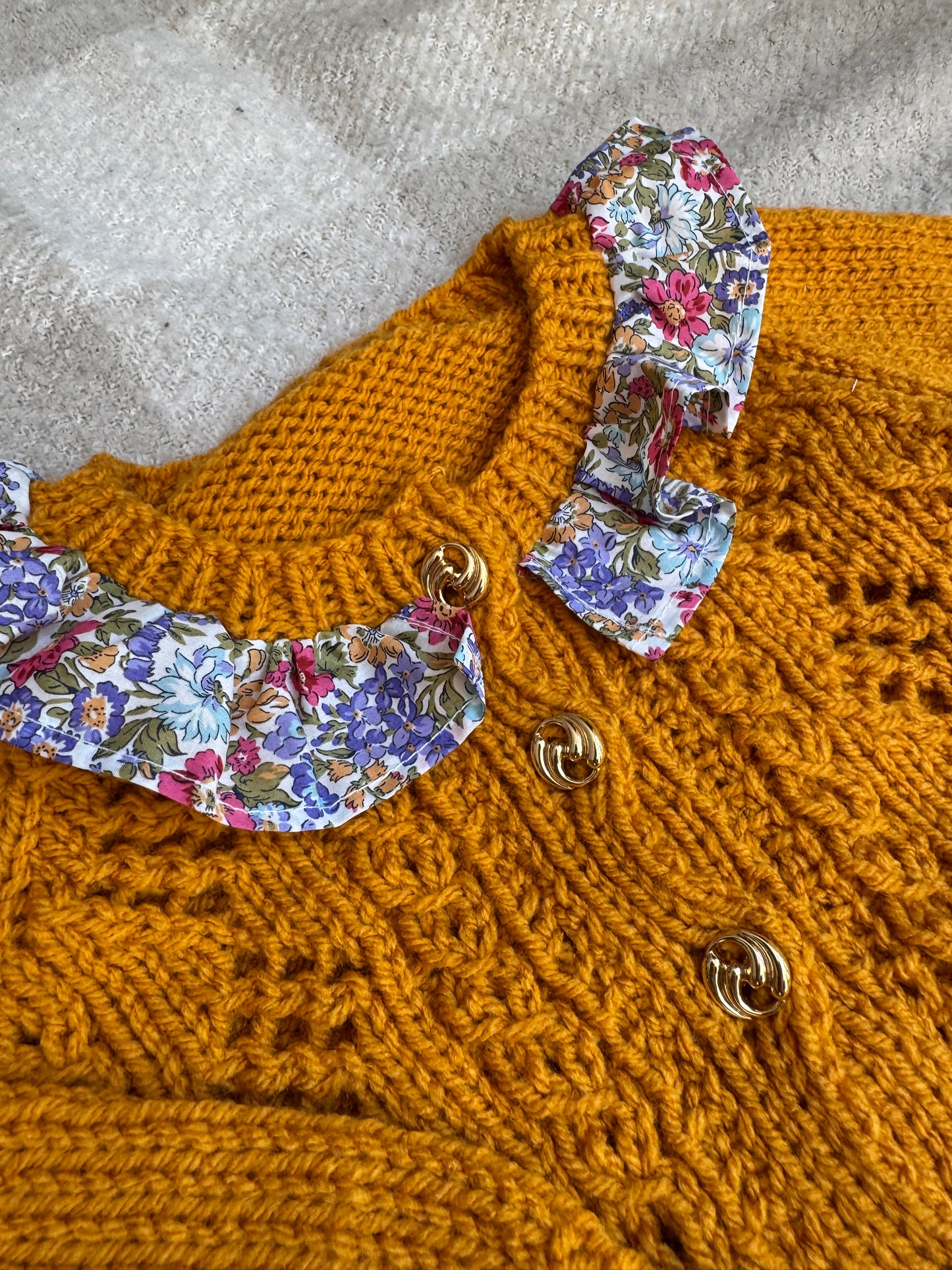 2-3 gold cardigan with liberty collar