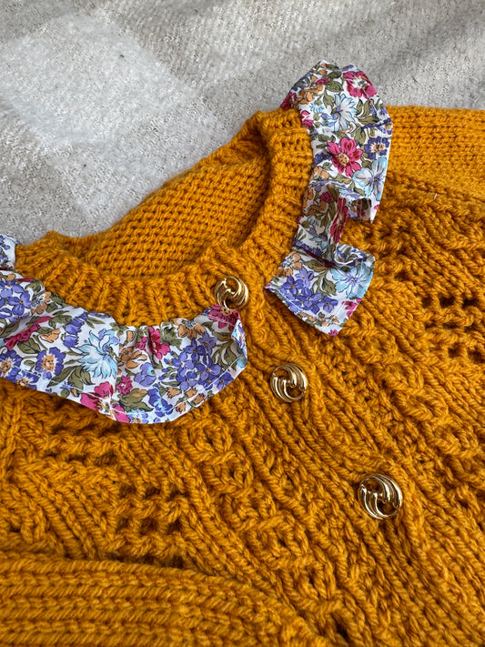 2-3 gold cardigan with liberty collar