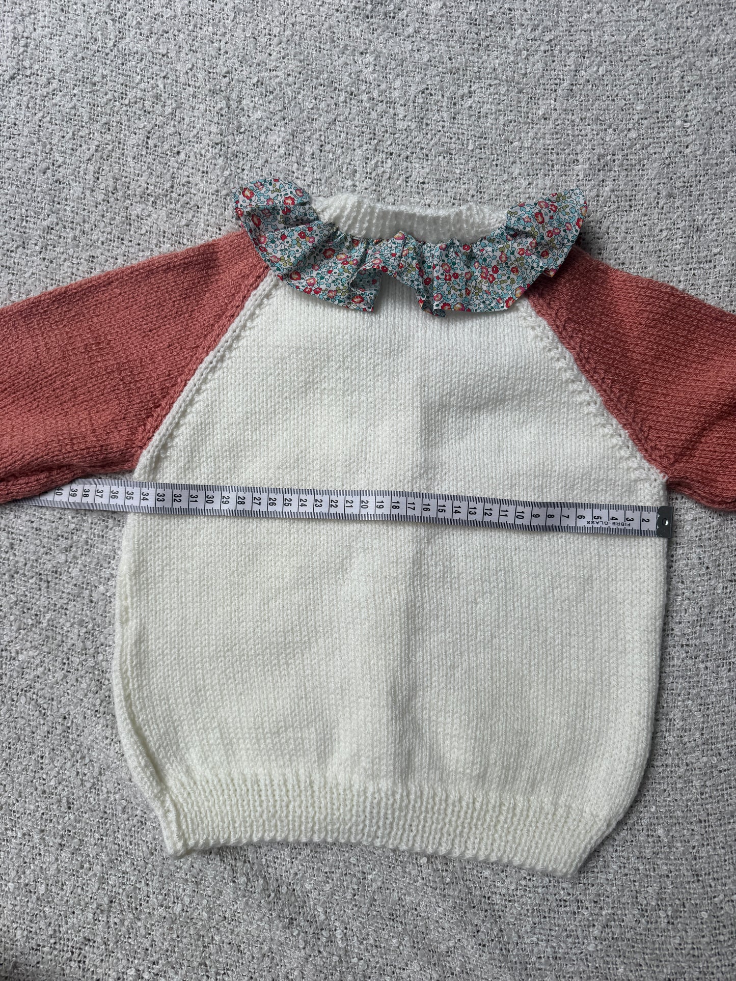 2-4 cream & vintage peach with liberty collar cardigan