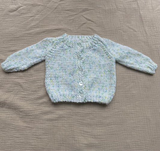 0-3m blue green fleck cardigan