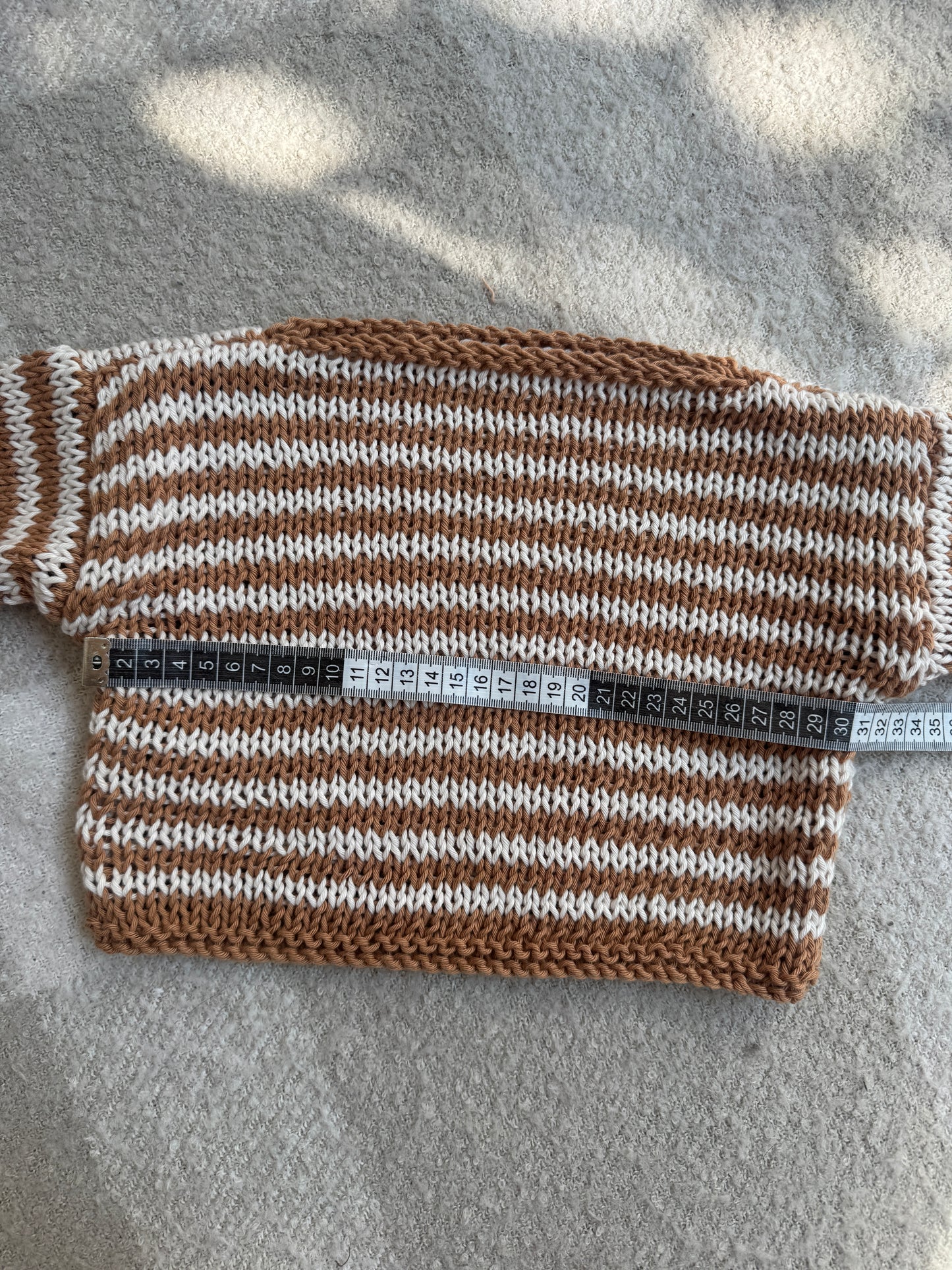 6-12 camel and cream cotton stripe jumper