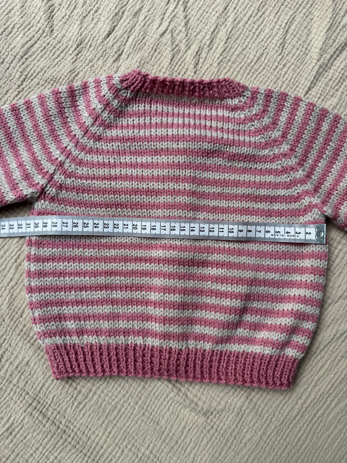 6-12months pale rose and parchment stripe cardigan