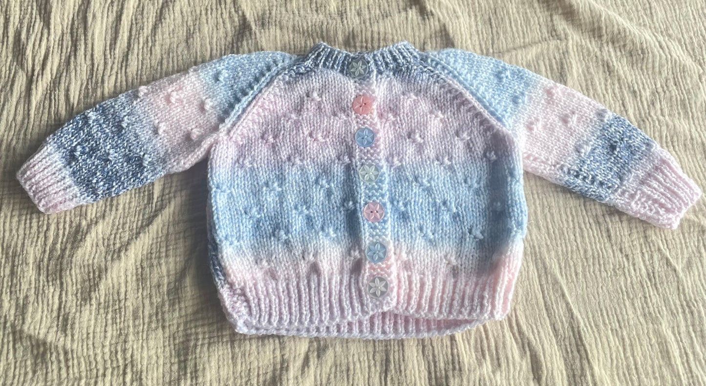 3-6m pink and blue ombré cardigan