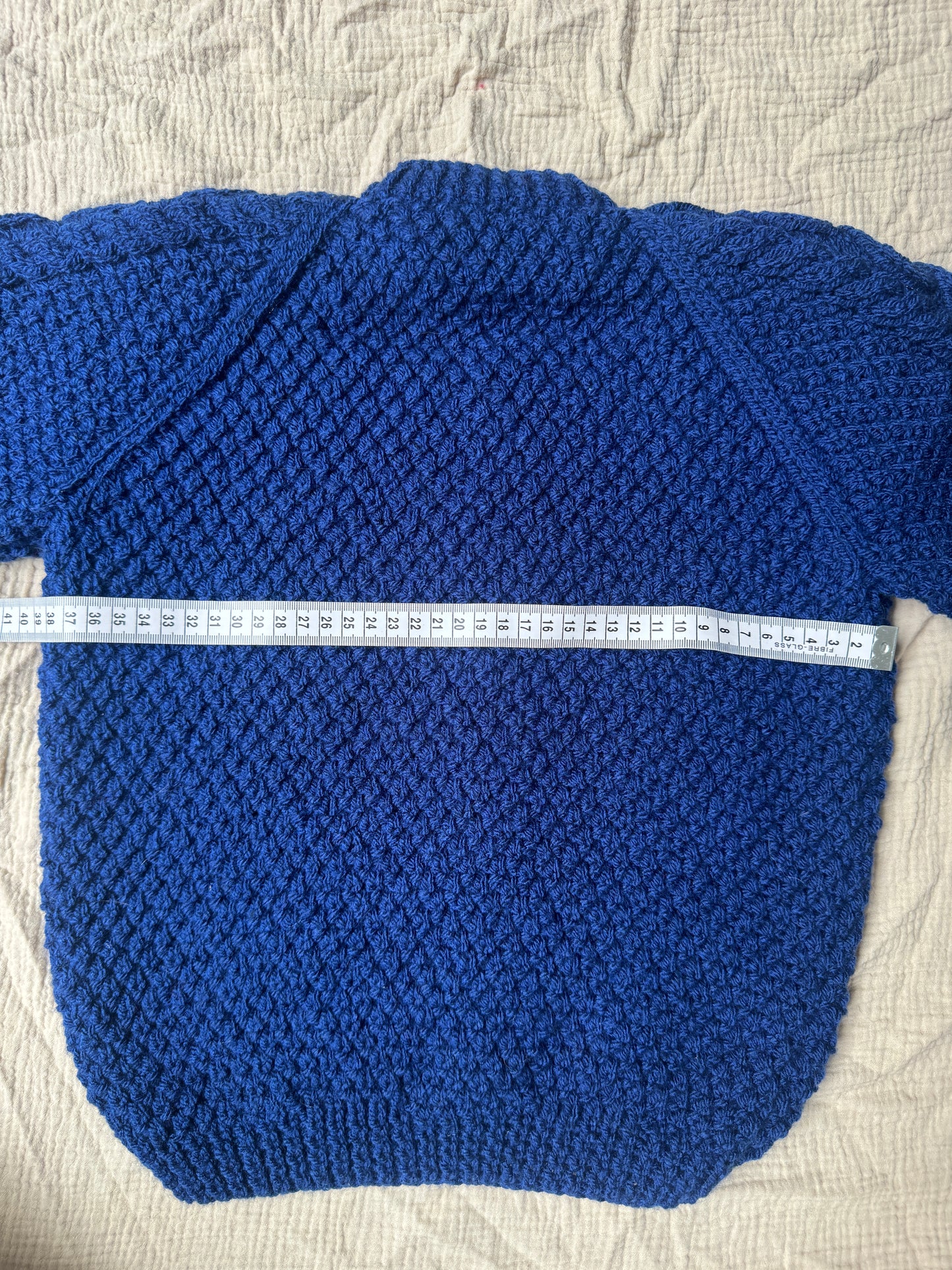 4-6 years royal blue Aran cardigan