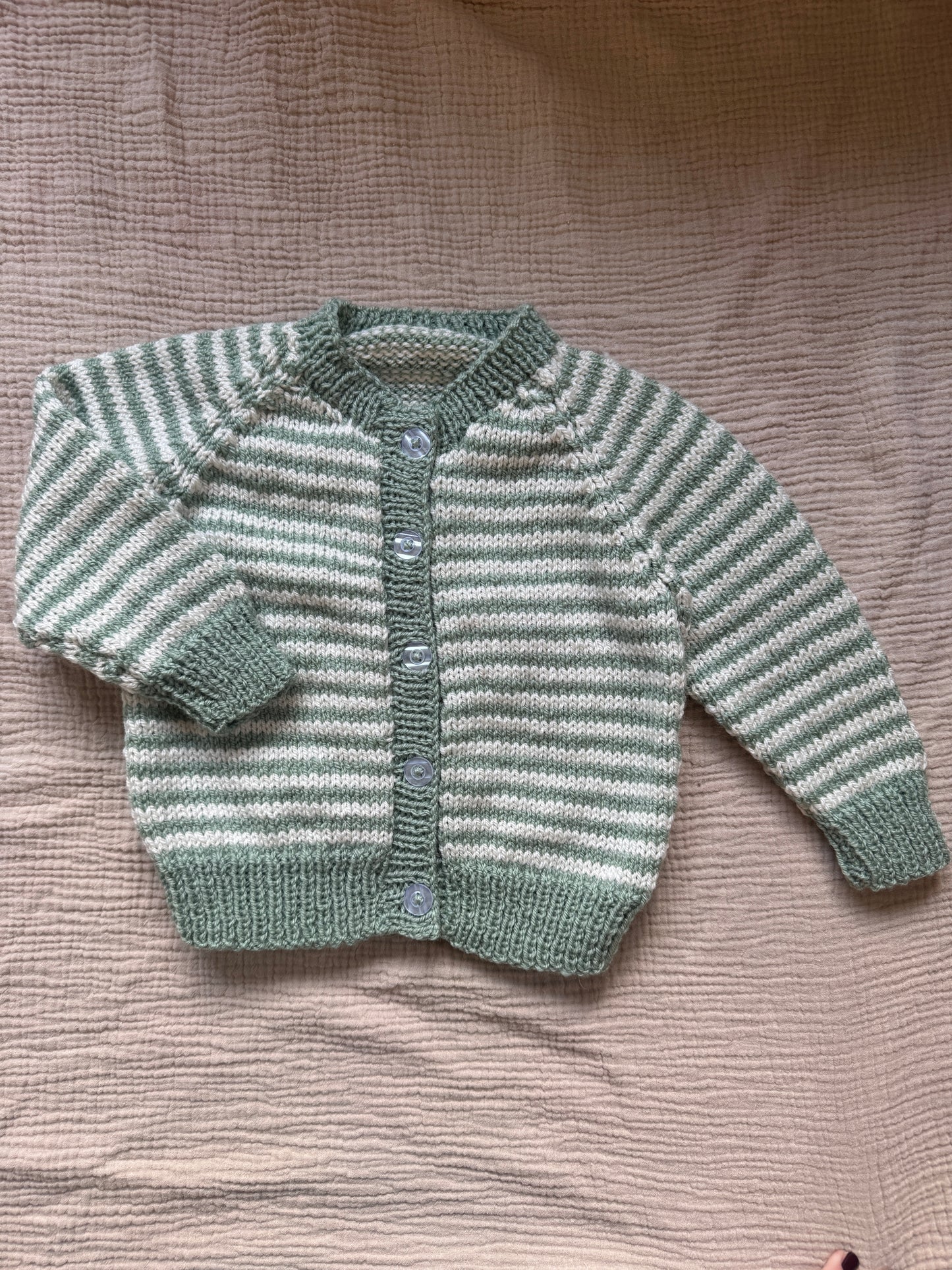 9-15m sage and cream cardigan