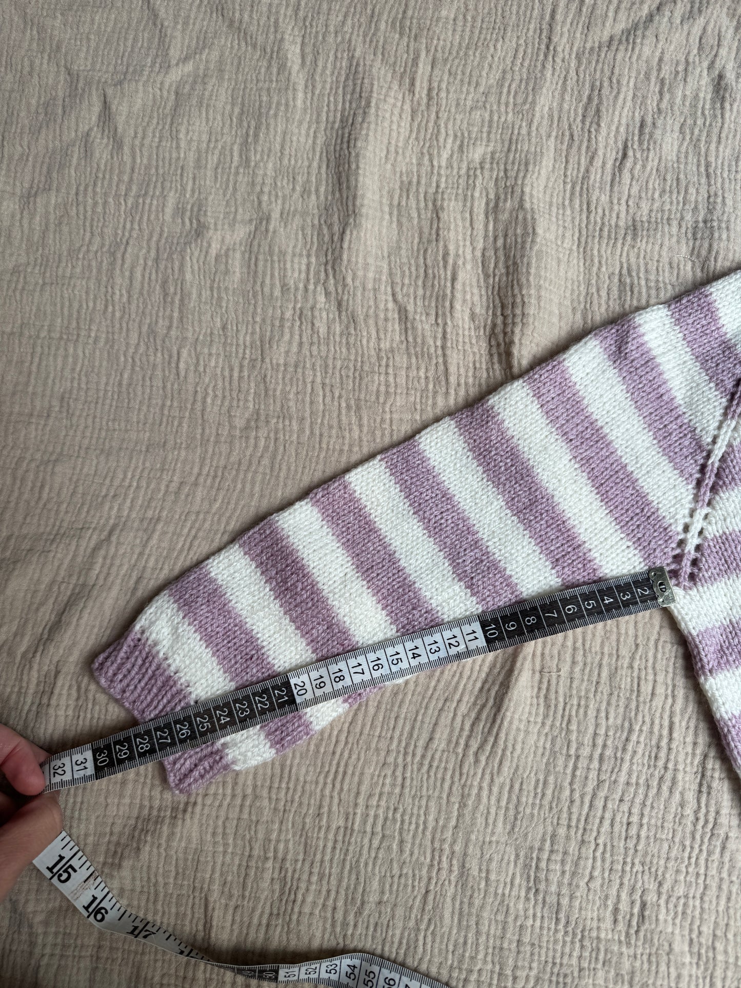 2-4 years heather & cream stripe cardigan