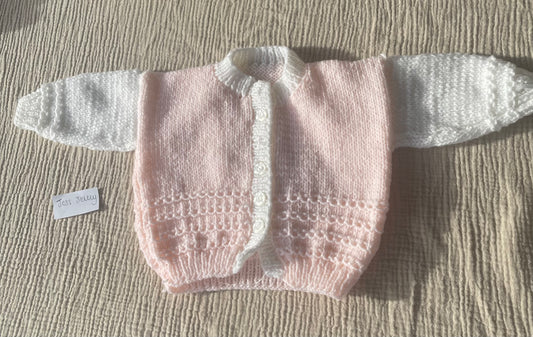 9-12m white and peach cardigan