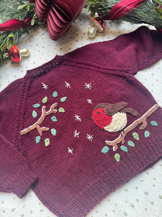 Robin 3-4 years burgundy cardigan