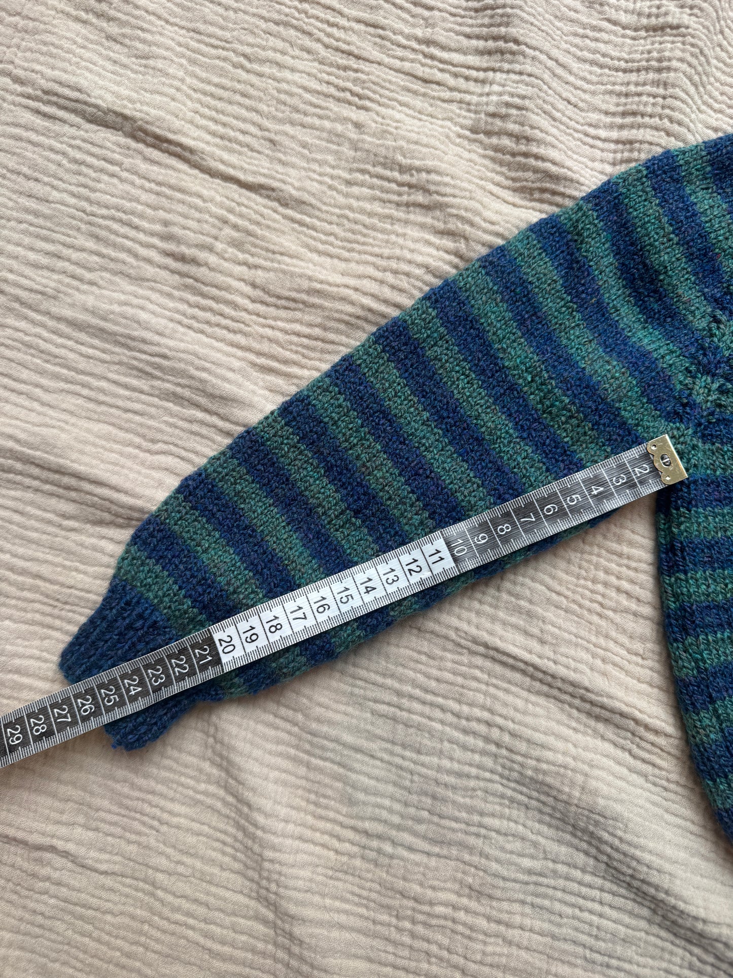1-2 years green/blue striped cardigan