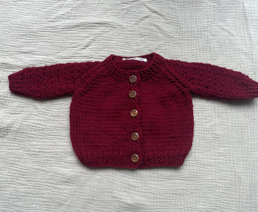 0-3m wine red cardigan