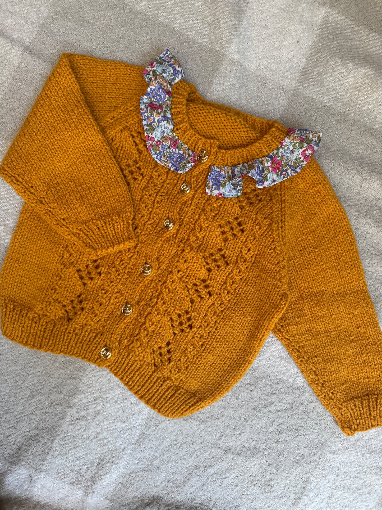 2-3 gold cardigan with liberty collar