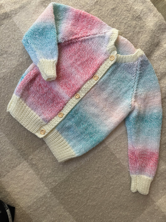 2-3 years blue/pink rainbow cardigan