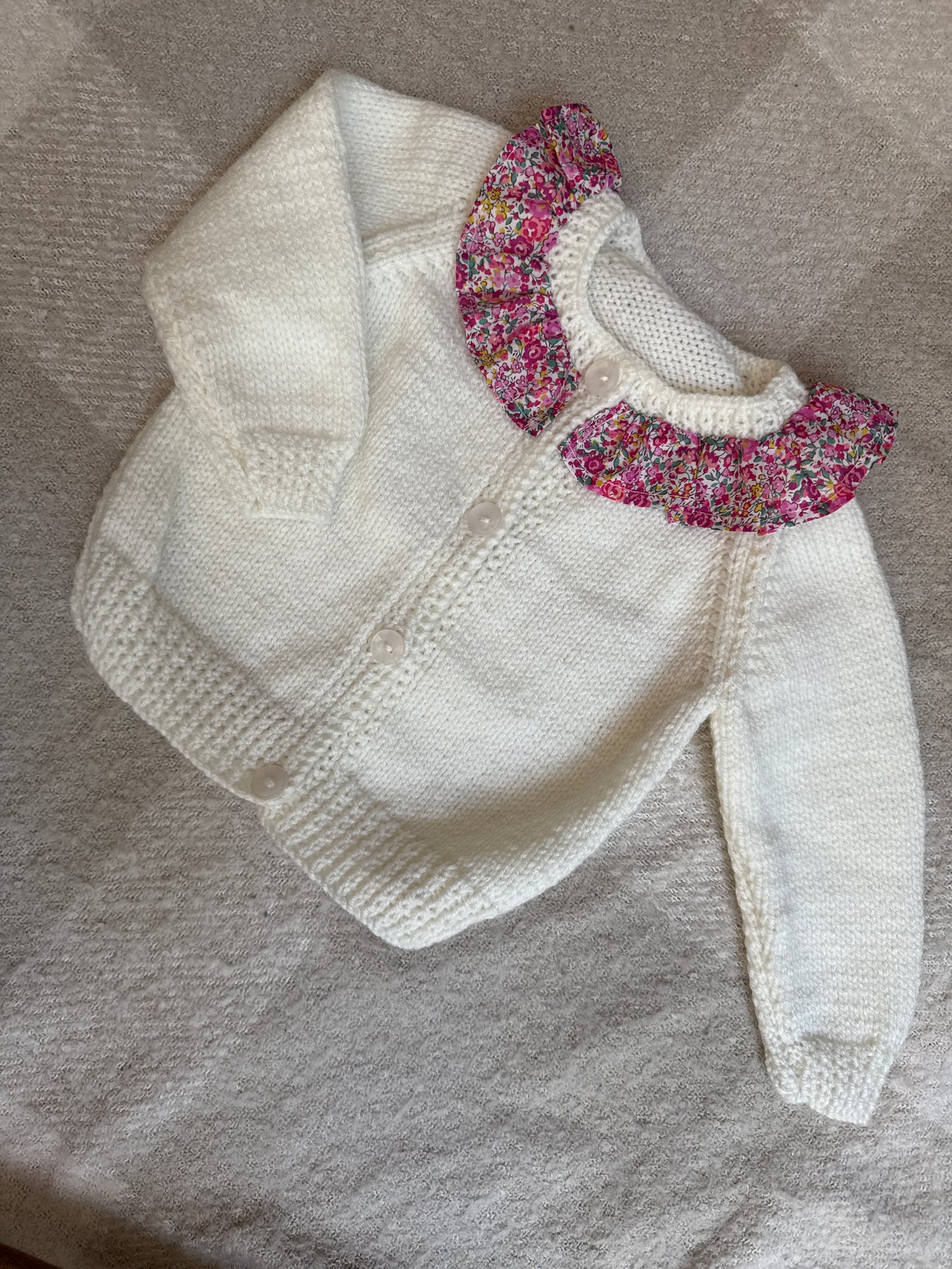 6-12m cream cardigan with liberty collar