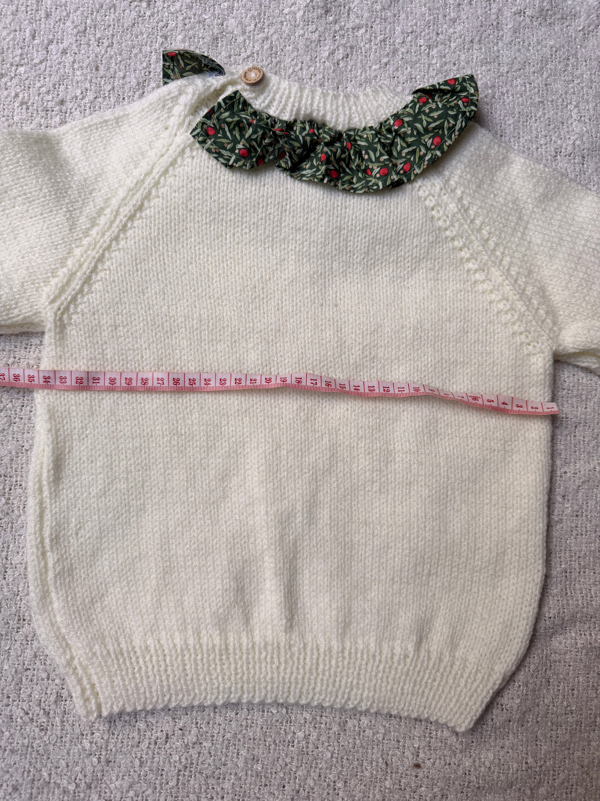 2-4 years pale cream jumper with liberty collar
