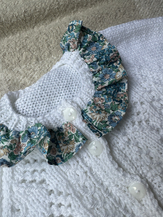 1-2 years white cardigan with liberty collar