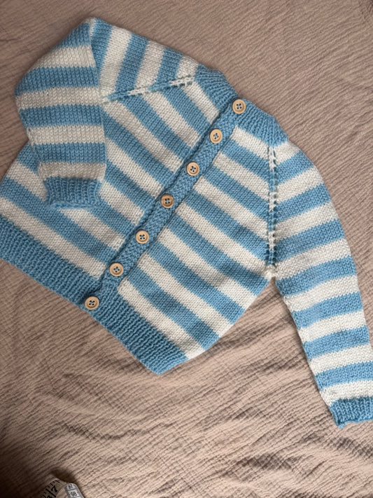 12-18m blue & white striped cardigan