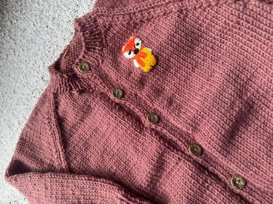 18-24m chestnut cardigan with fox