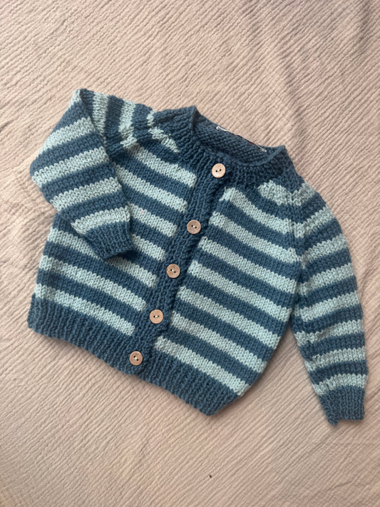 6-12months mallard & duck egg striped cardigan