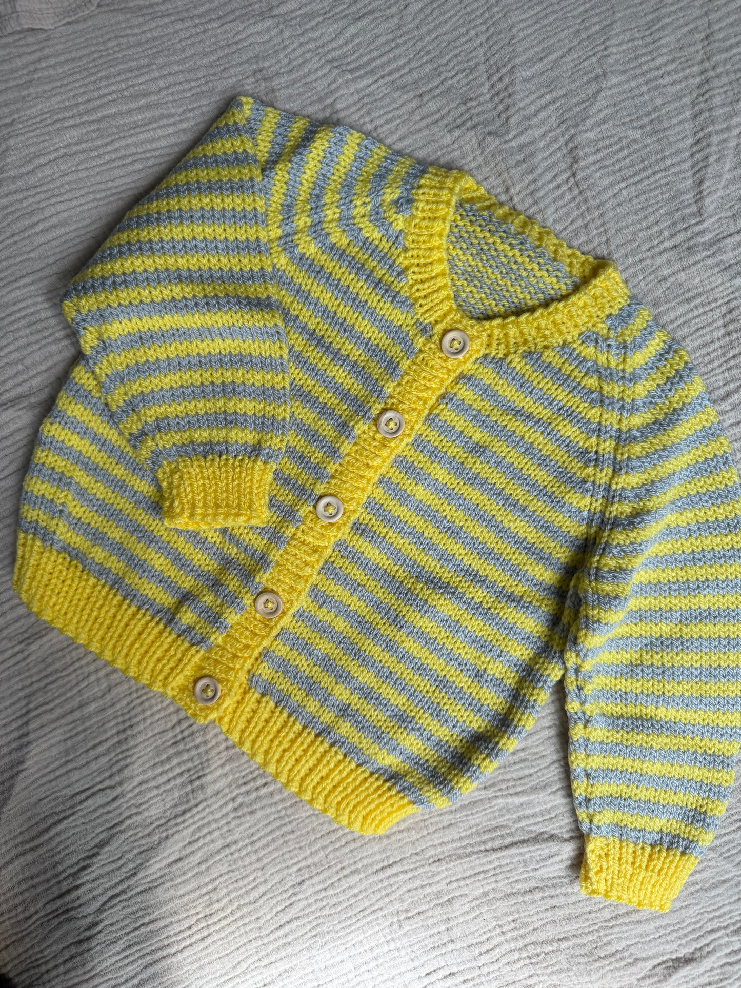1-2 years grey and yellow stripe cardigan