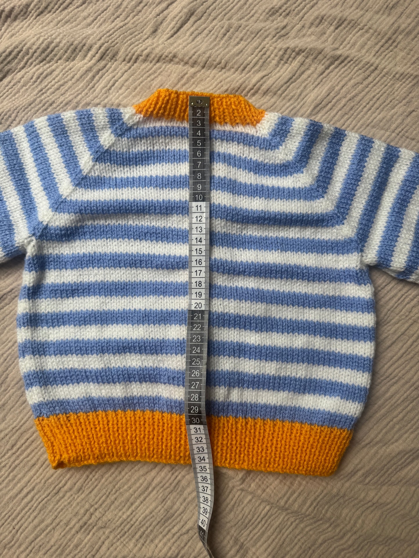 1-2 years blue/white striped cardigan