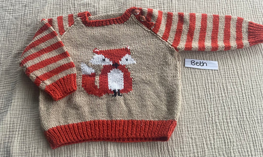1-2years orange striped fox jumper
