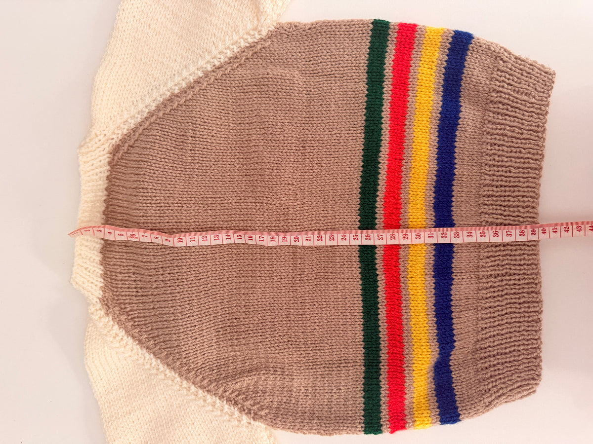 2-4 years oatmeal/stripe cardigan