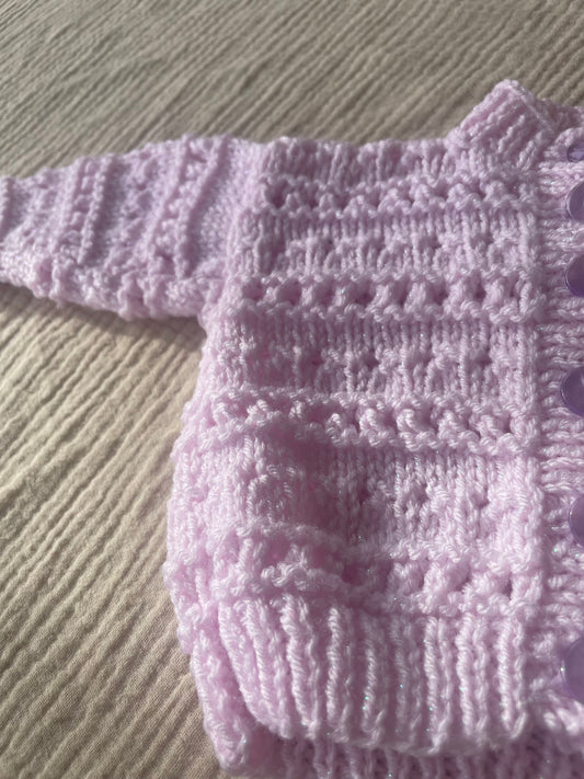 small 0-3m lilac iridescent cardigan